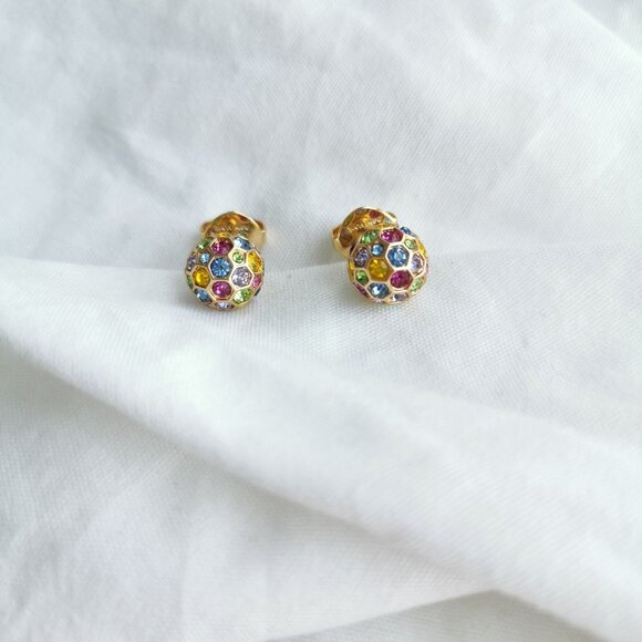 Kate Spade On The Ball Multi Color Gold Sphere Stud Earrings - Picture 1 of 4